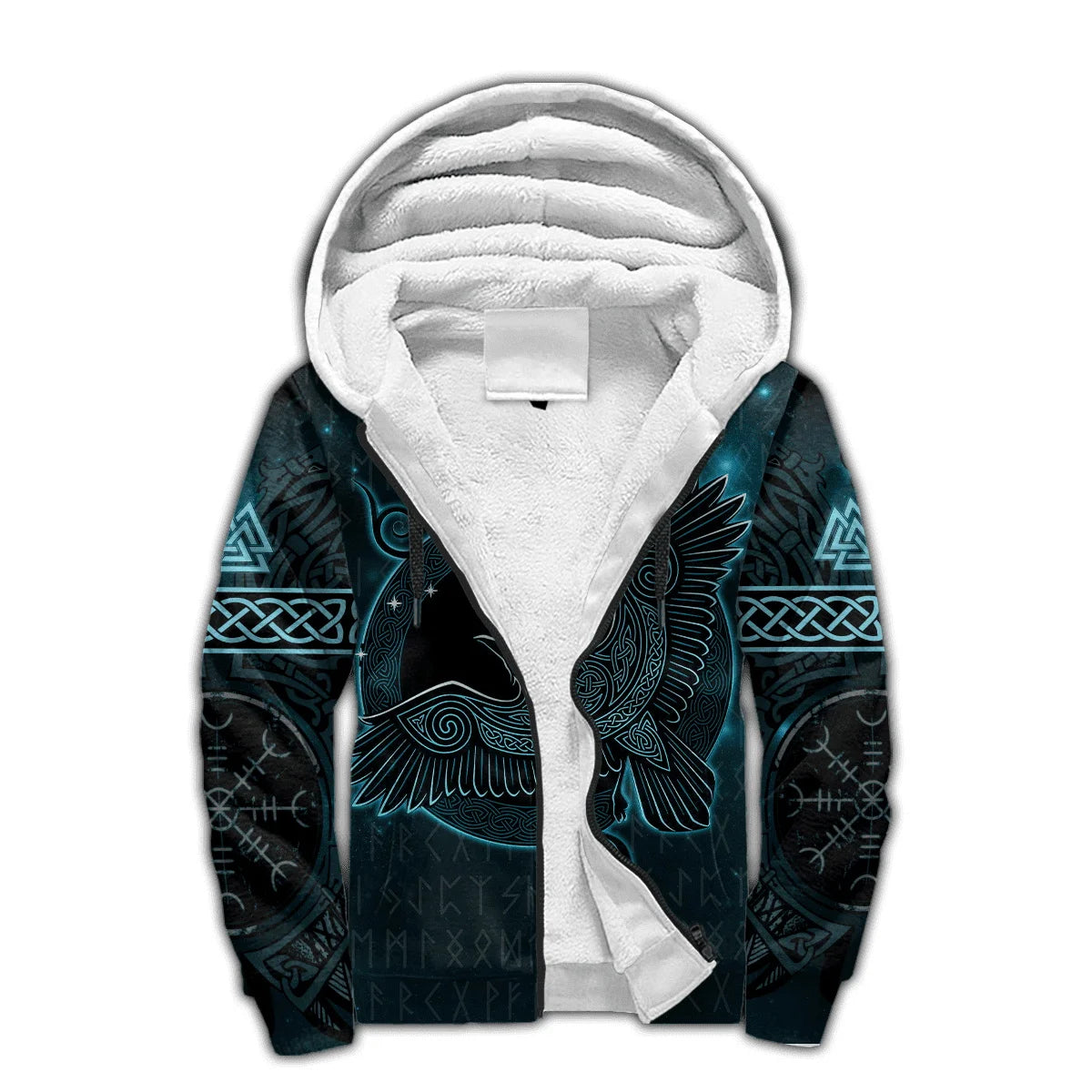 Mjolnir Odin Raven Wolf Tattoo 3D Printed Men's Winter Thicker Zip Hoodie Unisex Casual Hooded Tracksuit Warm Fleece Jacket KD16
