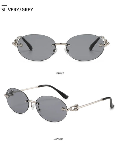 Ochelari de soare ovali fără ramă, de înaltă calitate, casual și luxoși, pentru femei, fără ramă, la modă și personalizați