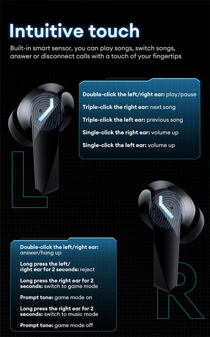 Lenovo XT53 Wireless Bluetooth 5.4 Gaming Earbuds – LED Display, Waterproof Noise Isolating Earphones with Low Latency & Microphone