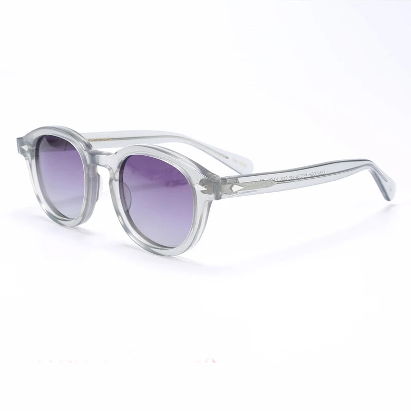 Ochelari de soare polarizați pentru bărbați și femei, stil Johnny Depp Lemtosh, ochelari de soare retro cu ramă rotundă din acetat și lentile UV400, Oculos