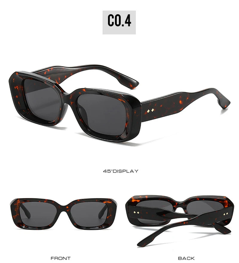 Ochelari de soare retro pătrați SHAUNA pentru femei, cu nituri, nuanțe degradate, protecție UV400, pentru bărbați, verzi și roz