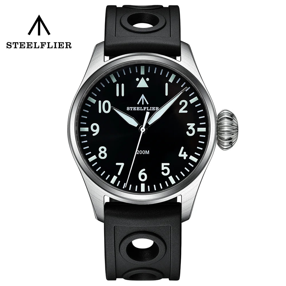 STEELFLIER Official SF743 Quartz Pilot VH31 Steel Strap Onion Crown 20Bar Waterproof Sapphire Crystal Luxury Dive Luminous Watch