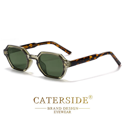 CATERDIDE Ochelari de soare retro poligonali pentru bărbați, cu design personalizat, ramă pătrată, ochelari de soare pentru femei, petreceri, călătorii și vacanțe