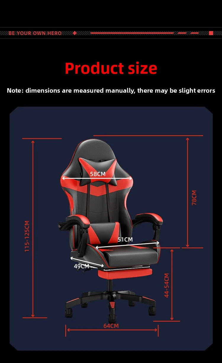 Cadeira Gaming Ergonómica para Secretária, Cadeira Gaming Reclinável para Escritório em Casa com Apoio Lombar para Sessões Prolongadas