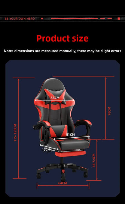 Cadeira Gaming Ergonómica para Secretária, Cadeira Gaming Reclinável para Escritório em Casa com Apoio Lombar para Sessões Prolongadas