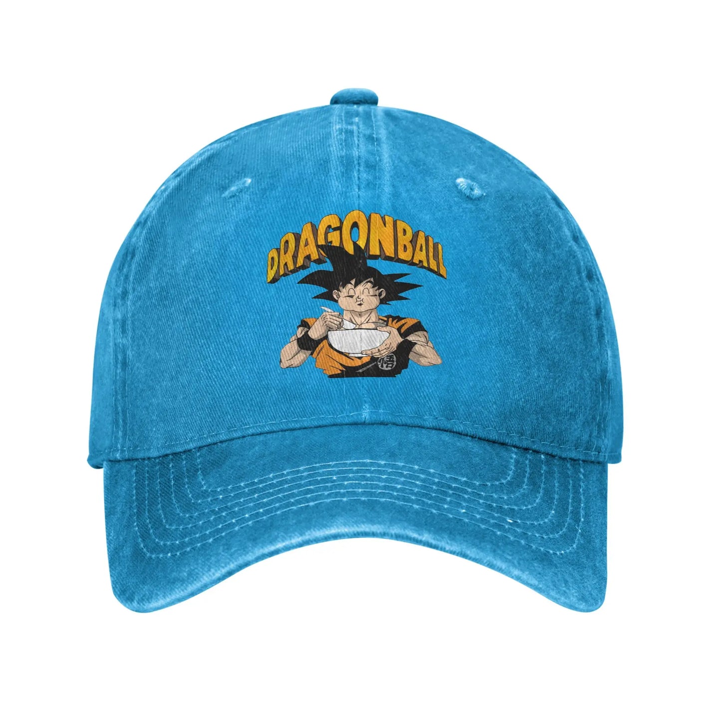 Retro DBZ dragon ball Goku Eating Ramen Baseball Caps Unisex Distressed Washed Sun Cap  Outdoor Summer Adjustable Fit Hats Cap