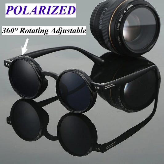 360° Rotating Adjustable Sunglasses Round Frame Polarized Sunglasses Outdoor UV Resistant Sunglasses Protective Glasses