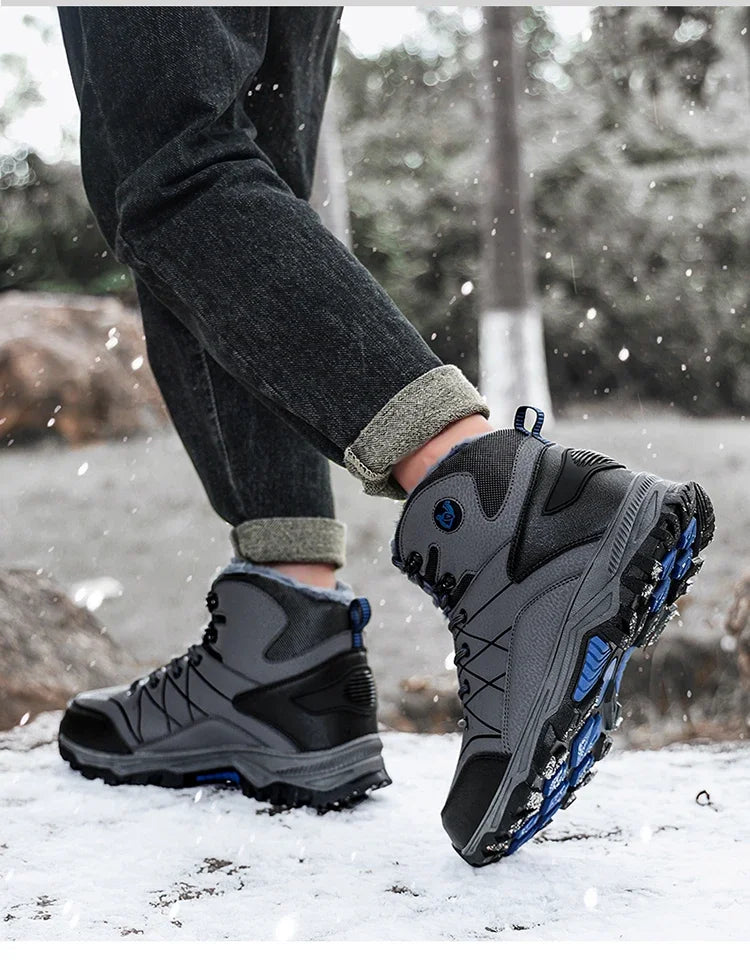 Bottes de neige chaudes en peluche pour hommes, baskets montantes d'automne, antidérapantes, résistantes à l'usure, pour l'alpinisme et la randonnée, nouvelle collection hiver