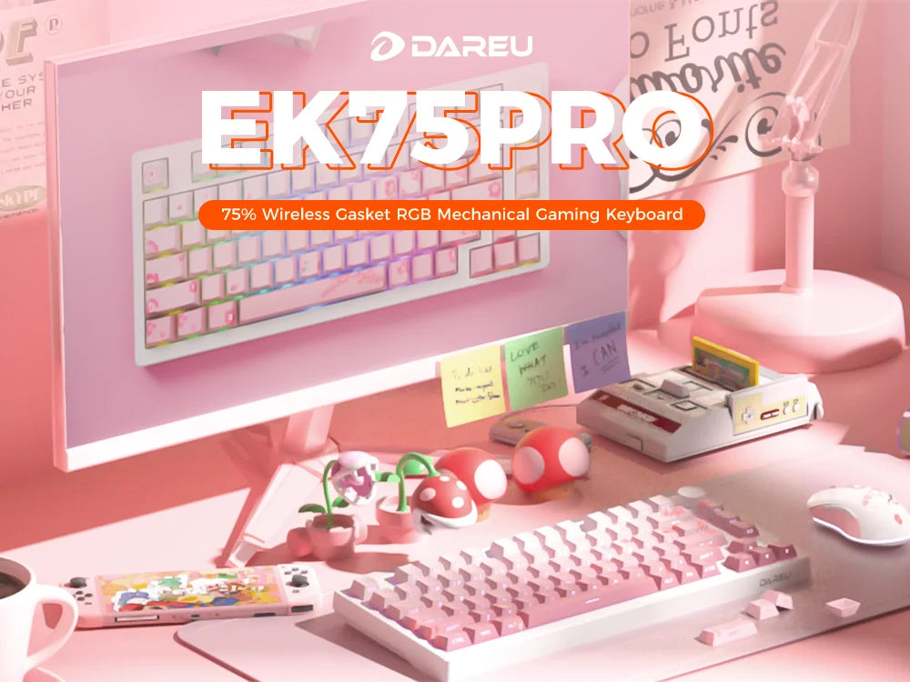 DAREU Tri-mode Gasket Mechanical Keyboard N-Key Rollover Anti-ghosting RGB Backlight Dream switch with Multi Media Button