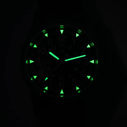 Militado ML05 38mm Vintage Watch VH31 Quartz Movement Field Watches Domed Sapphire Crystal With High Clear AR Coating Wristwatch