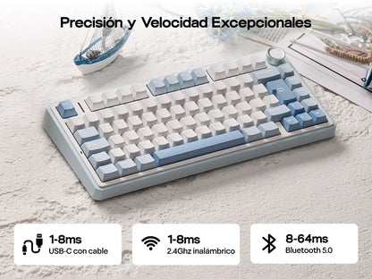 EPOMAKER AULA F75 ISO-ES 75% Spanische QWERTY Hot-Swap, Gasket-Mounted, kabelgebundene/Bluetooth/2.4GHz kabellose mechanische Gaming-Tastatur mit RGB-Hintergrundbeleuchtung