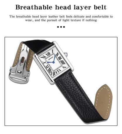 SANDA New Couple Tank Watches Wear Resistant Leather Strap Luxury Square Dial Waterproof Sports Casual Men Women Quartz Watches