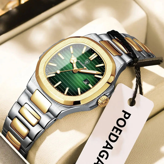 POEDAGAR Square Luxury Watch For Woman Waterproof Luminous Date Ladies Wristwatch Stainless Steel Fashion Quartz Women's Watches