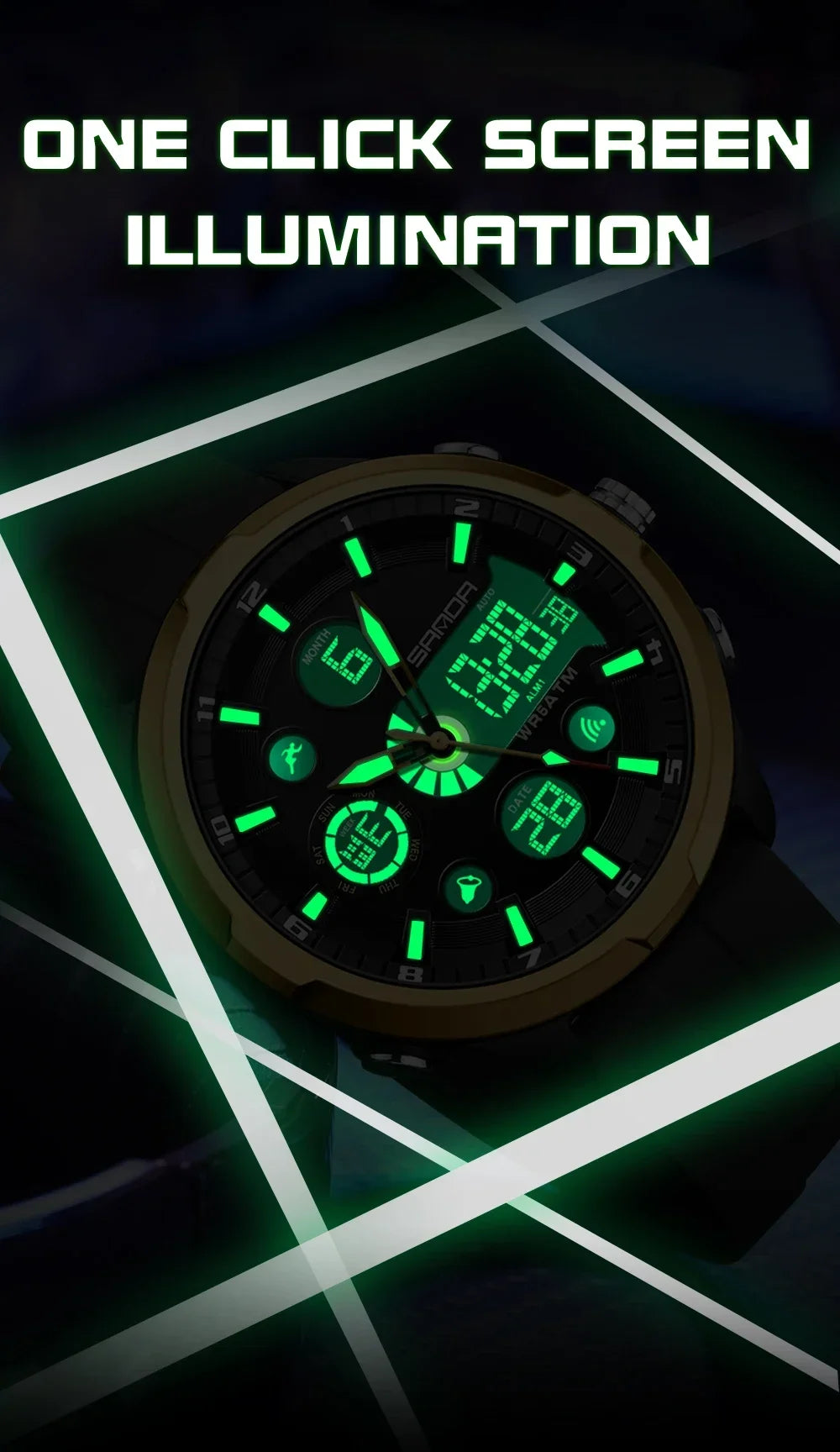 SANDA 9053 G Sports Military Men's Watches Luxury Digital Watch 50M Waterproof Quartz Wristwatch for Male Relogios Masculino