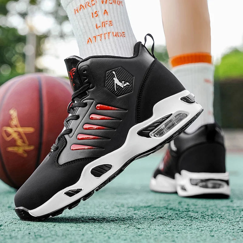 Men's High-Top Basketball Shoes with Breathable Mesh Design for Maximum Comfort, Outdoor Shock-Absorbing Running Shoes, High-Rebound Cushioning Technology for Smoother and More Comfortable Running, Enhanced Support, Stylish