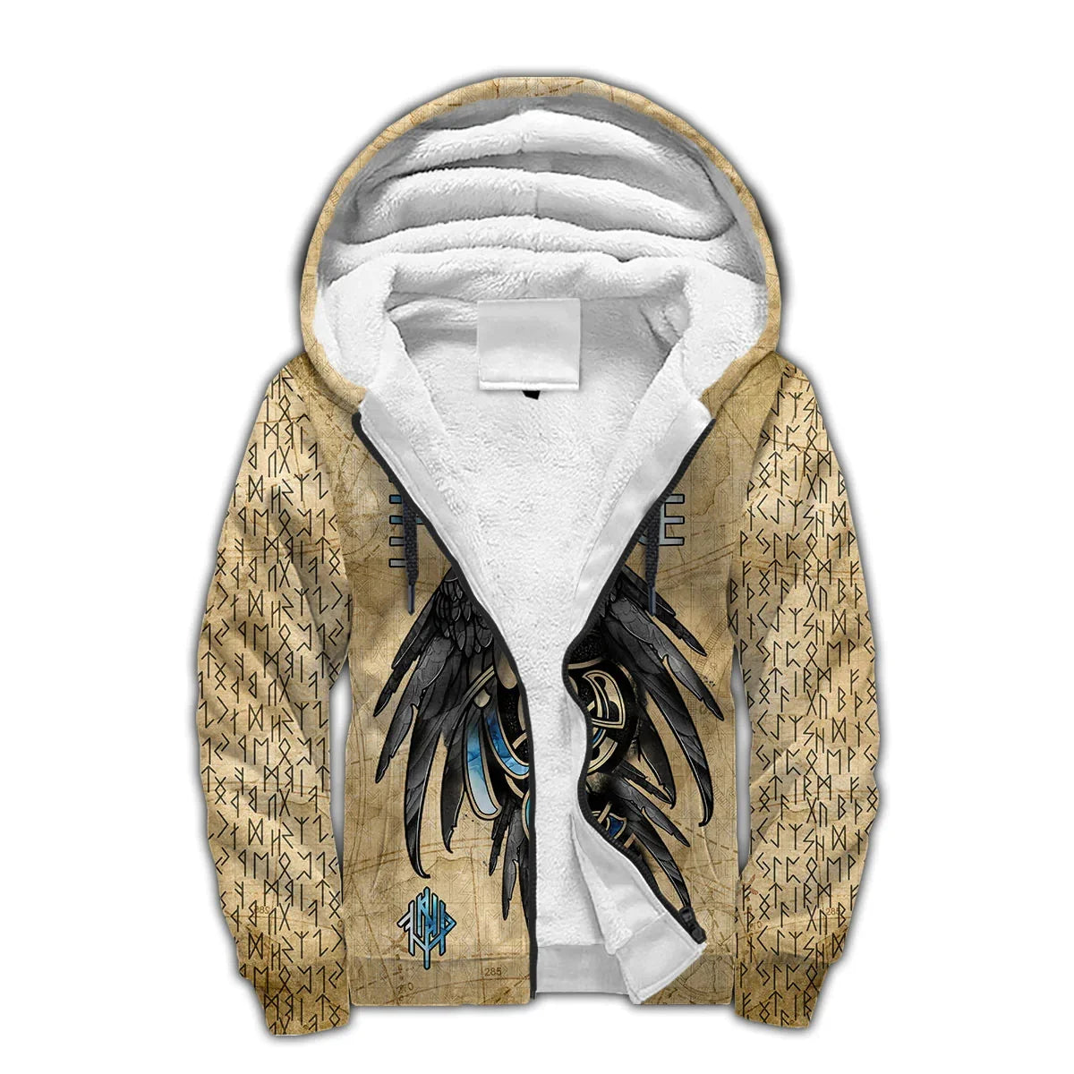 Mjolnir Odin Raven Wolf Tattoo 3D Printed Men's Winter Thicker Zip Hoodie Unisex Casual Hooded Tracksuit Warm Fleece Jacket KD16