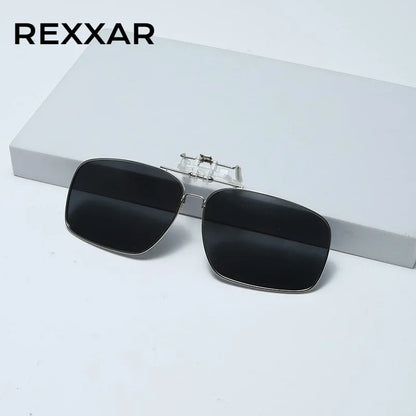 Ochelari de soare REXXAR pentru bărbați, cu clemă metalică, ochelari polarizați UV400, ochelari de soare pătrați pentru femei, cu vedere nocturnă, pentru șofat
