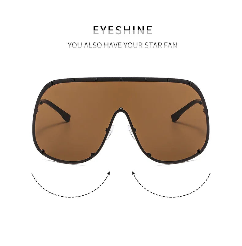 2025 Oversized Metal Rimless Integrated Windproof Sunglasses For Women Trends Y2k Luxury Brand Design Sun Glasses Unisex UV400