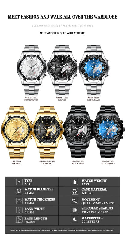 BINBOND Orginal Quartz Wristwatches For Men Luxury Luminous Waterproof Auto Date Men's Watch Stainless Steel Reloj Free Ship