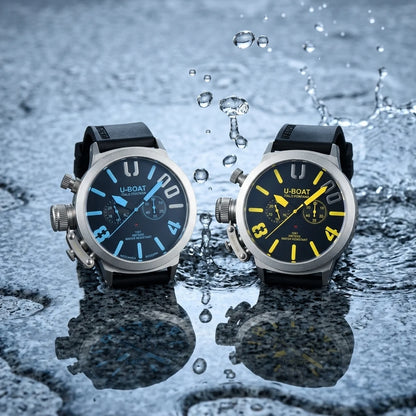U-Boat Classico 1001 Style Men's Watch Big Dial Stainless Steel Case Rubber Band Luminous Waterproof 1001M Sports Wristwatch