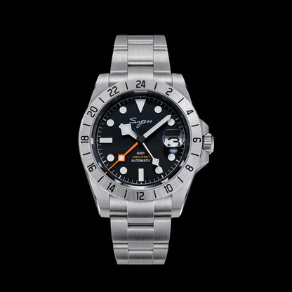 SEESTERN GMT Retro Watch for Men NH34 Automatic Movement Mechanical Wristwatches Sapphire Crystal Fine-tuning Pull Button S436