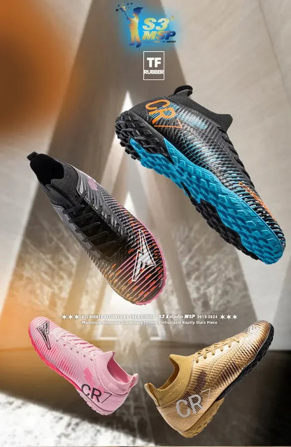 Kids Anti Collision Toe Football Boots Lace Up Closure Short Non Slip Studs Wearproof Breathable Outdoor Grass Game Shoes