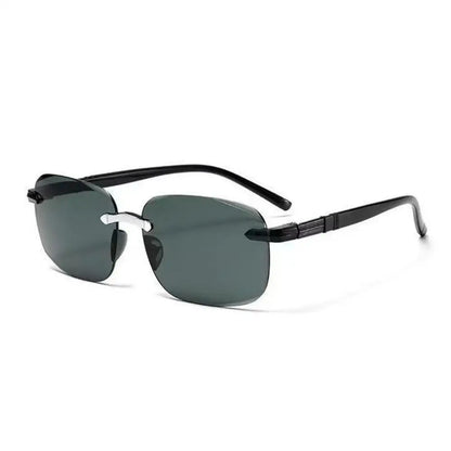 Ochelari de soare vintage, fără ramă, cu margini tăiate, ochelari de soare de designer, ochelari de soare de lux maro și verzi, UV400, pentru bărbați și femei