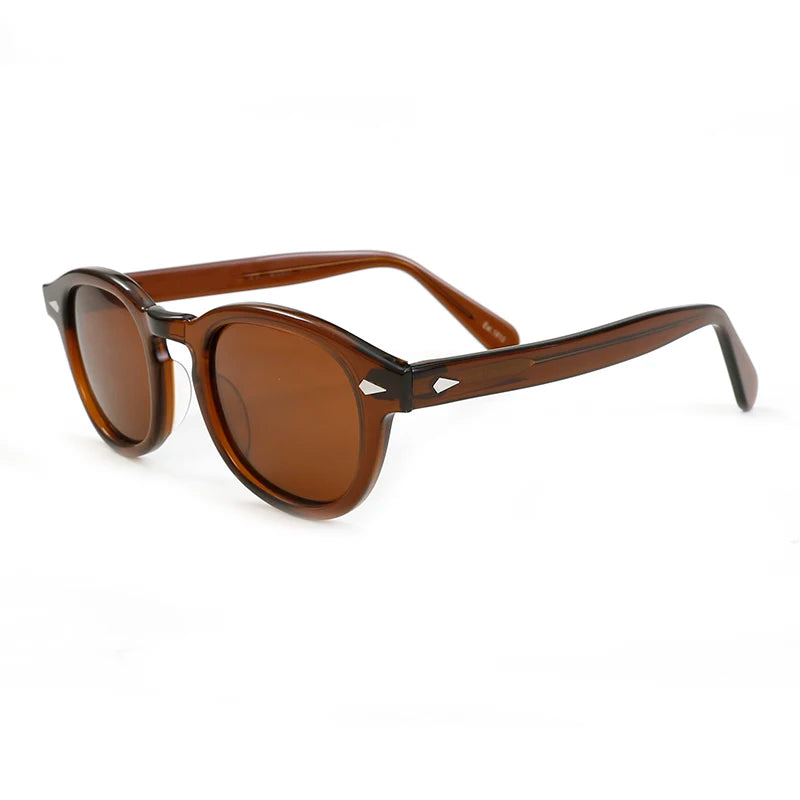 Ochelari de soare polarizați pentru bărbați și femei, stil Johnny Depp Lemtosh, ochelari de soare retro cu ramă rotundă din acetat și lentile UV400, Oculos
