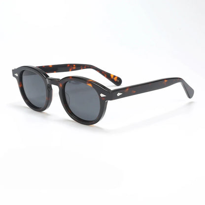Ochelari de soare polarizați pentru bărbați și femei, stil Johnny Depp Lemtosh, ochelari de soare retro cu ramă rotundă din acetat și lentile UV400, Oculos