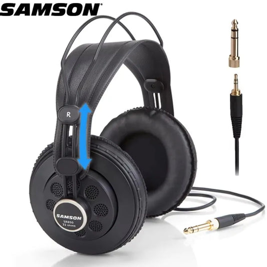 Samson SR850 Professional Studio Reference Headphones – Semi Open Back HiFi Monitoring Headphones for Studio Recording, Audio Mixing, Music Production & Critical Listening