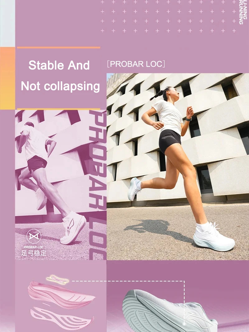Li-Ning Women's YUEYING 5 Optimized Cushion Running Shoes with Wide Toe Box TEMPO BOUNSE Reflective LiNing Sneaker ARHW004