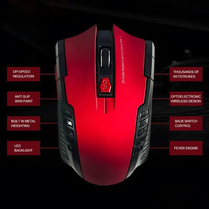 2.4GHz bežični optički gaming miš s USB prijamnikom, 2000DPI, 6 tipki, za računalo i prijenosno računalo