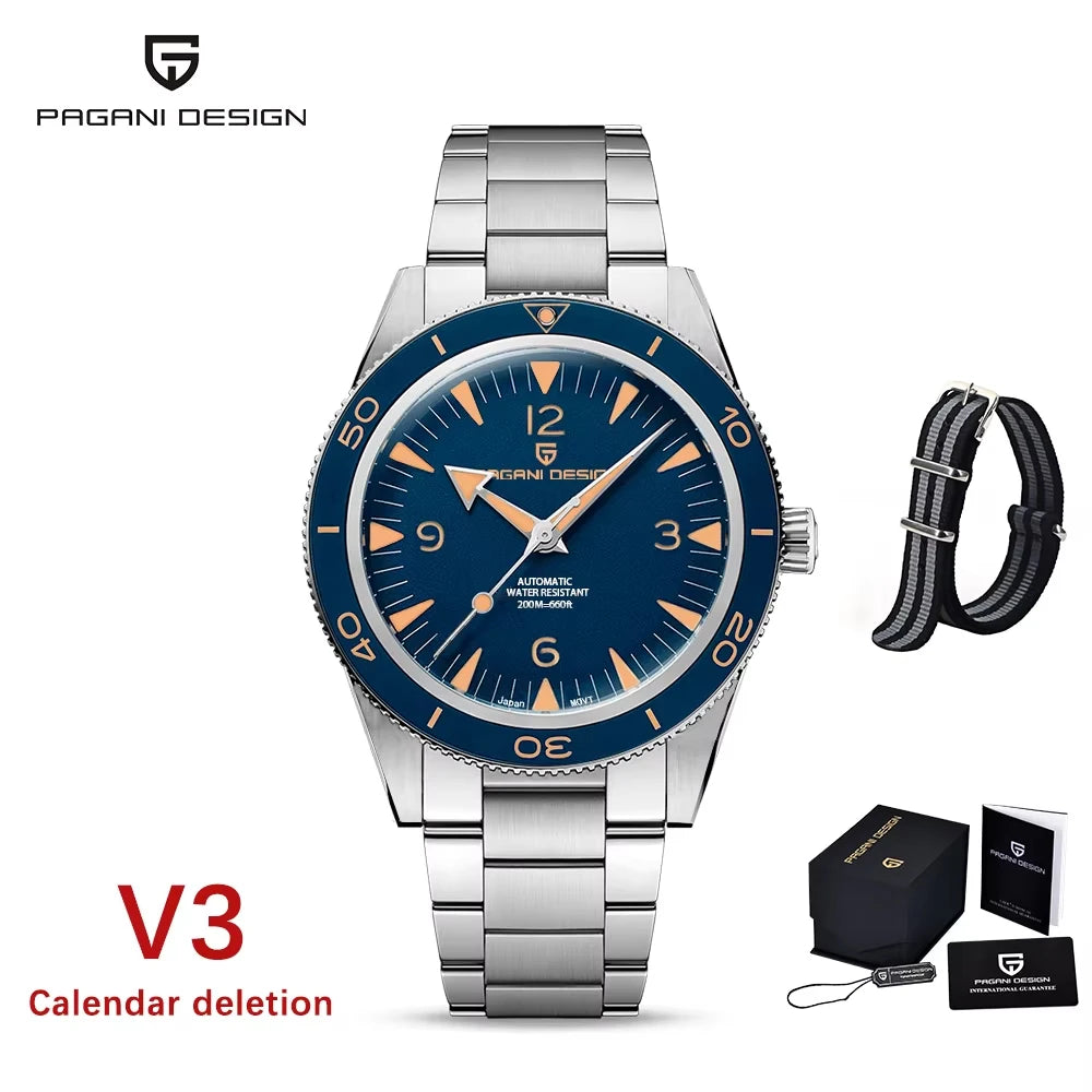 PAGANI DESIGN 41 MM Luxury Men Mechanical Wristwatch 200m Waterproof Sapphire Clock Automatic Stainless Steel Business Watch