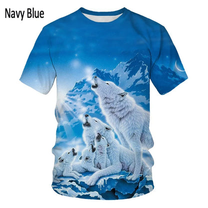 T-shirts 3D imprimés « Loup » tendance pour hommes/femmes – T-shirt graphique original à manches courtes