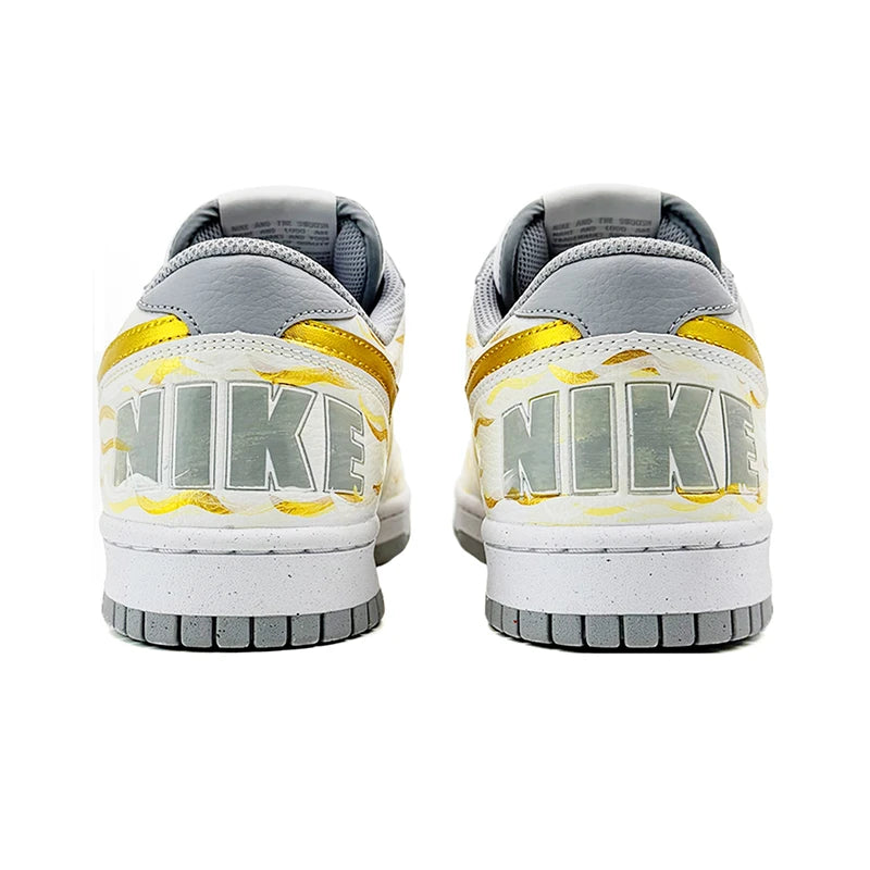 Custom Sneakers Nike Big Sui Xin Gold & Wood Vintage High-Street Low-Top Skate Shoes With Gift Bag For Men