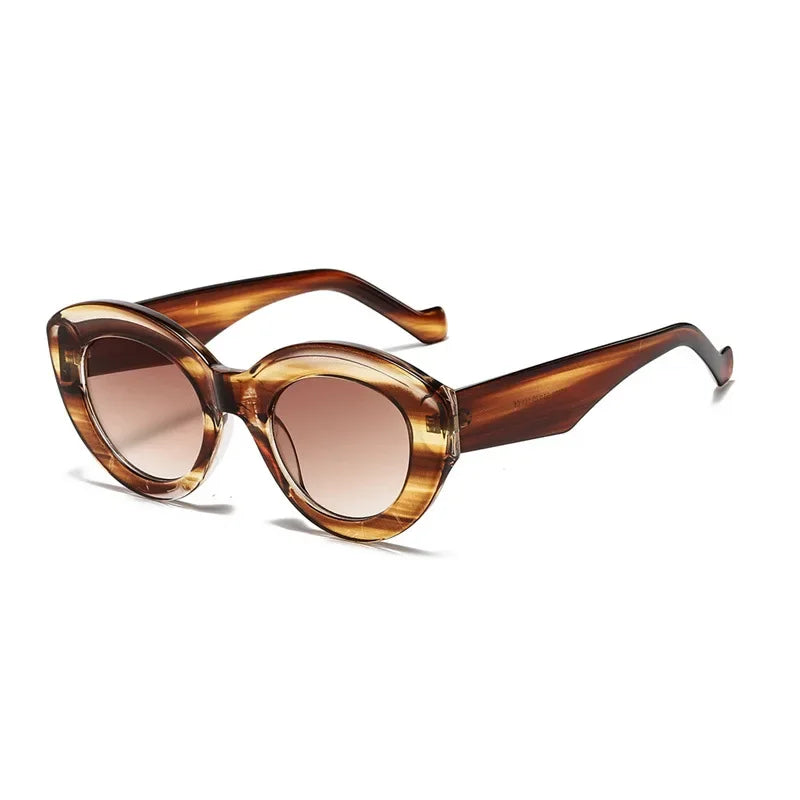 JNPCXI Ochelari de soare pentru femei, model „Cat Eye” supradimensionat, la modă, cu dungi verzi, stil retro, protecție UV400; ochelari de soare ovali pentru bărbați, la modă