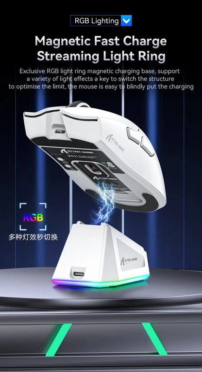 ATTACK SHARK X11 Tri-Mode Lightweight Gaming Mouse have PAW3311,22000DPI,400IPS,40G,59g,Magnetic Fast Charging,RGB backlight