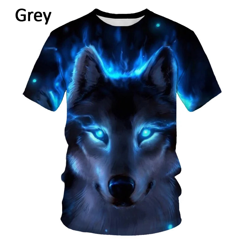 T-shirts 3D imprimés « Loup » tendance pour hommes/femmes – T-shirt graphique original à manches courtes