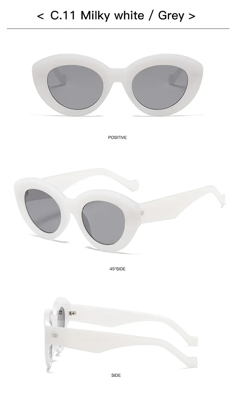 JNPCXI Ochelari de soare pentru femei, model „Cat Eye” supradimensionat, la modă, cu dungi verzi, stil retro, protecție UV400; ochelari de soare ovali pentru bărbați, la modă