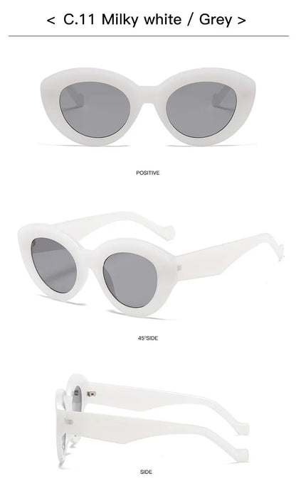 JNPCXI Ochelari de soare pentru femei, model „Cat Eye” supradimensionat, la modă, cu dungi verzi, stil retro, protecție UV400; ochelari de soare ovali pentru bărbați, la modă
