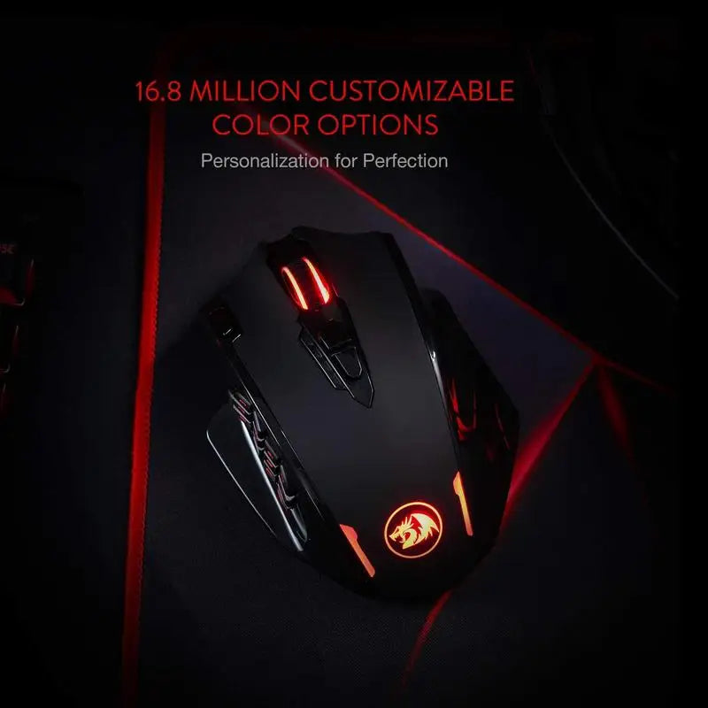 Redragon M913 Gaming 16000 DPI Wired 2.4Ghz Wireless RGB Optical Gamer Mouse 16 Programmable Buttons, Black/White Mouse