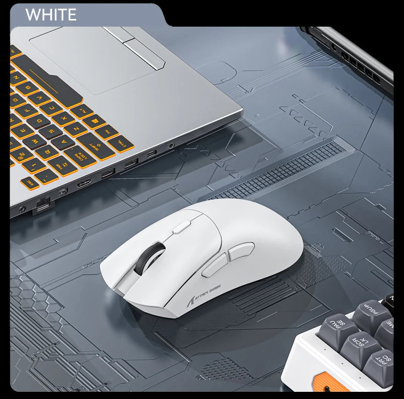 Attack Shark R1 bezdrátová Bluetooth herní myš, virální myš recenzovaná influencery, senzor PAW3311, frekvence odezvy 1000Hz