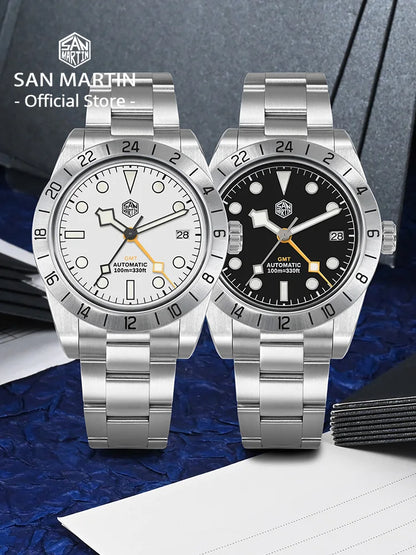 San Martin New 39mm NH34 BB GMT Automatic Mechanical Watch Sport Watch Sapphire Luminous Waterproof 100m for Men Watch SN0054