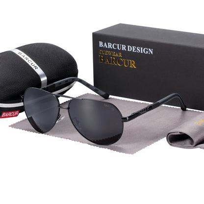 Ochelari de soare vintage din aluminiu BARCUR pentru bărbați, cu strat polarizat, ochelari de soare clasici pentru femei, accesorii de conducere pentru bărbați, ochelari