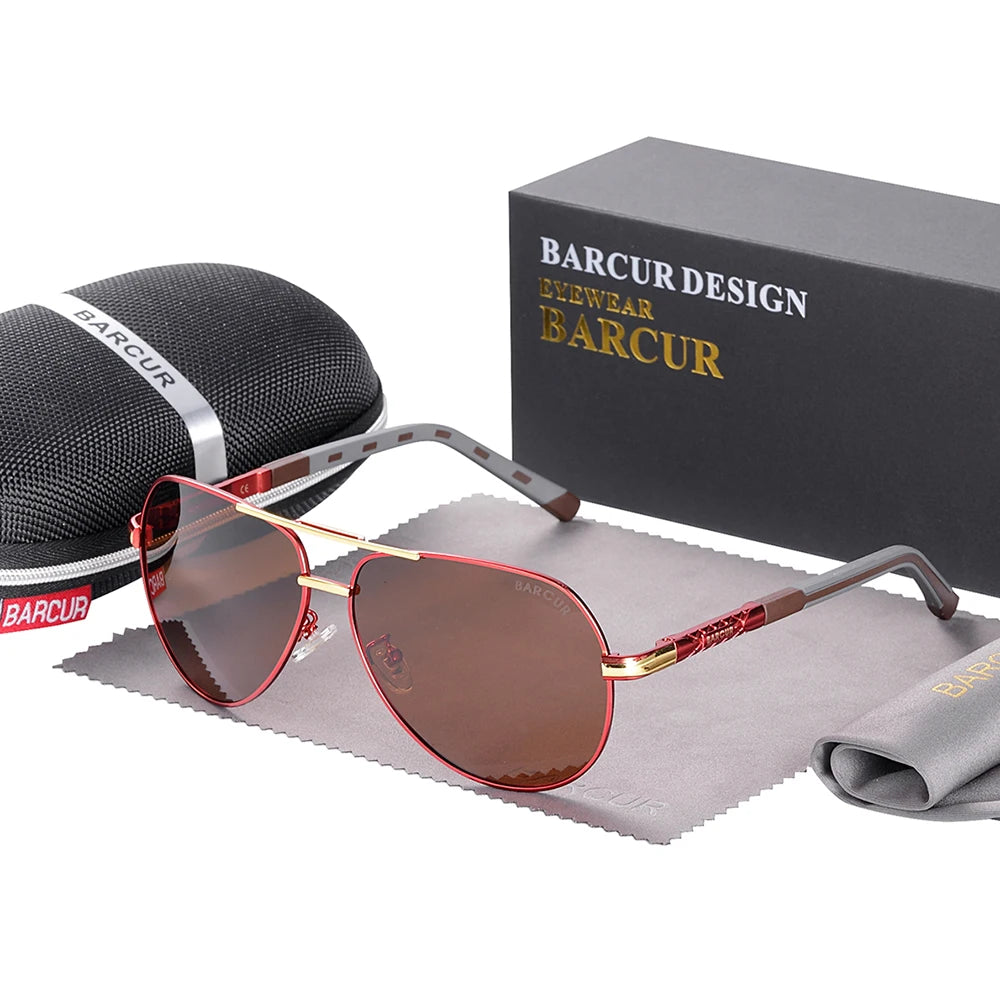 Ochelari de soare vintage din aluminiu BARCUR pentru bărbați, cu strat polarizat, ochelari de soare clasici pentru femei, accesorii de conducere pentru bărbați, ochelari