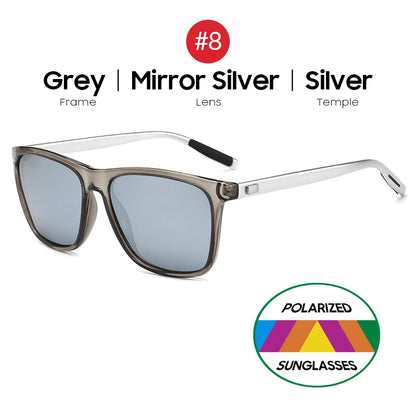 VIVIBEE Ochelari de soare polarizați de lux, pătrați, pentru bărbați, cu lentile oglindă albastre, clasici, unisex, la modă, pentru femei