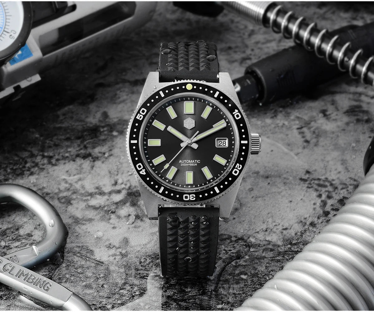 San Martin Official 41mm 62mas V4 Diver Men Watch NH35 Automatic Mechanical Watch Sapphire Glass 200m Waterproof Luminous SN0007